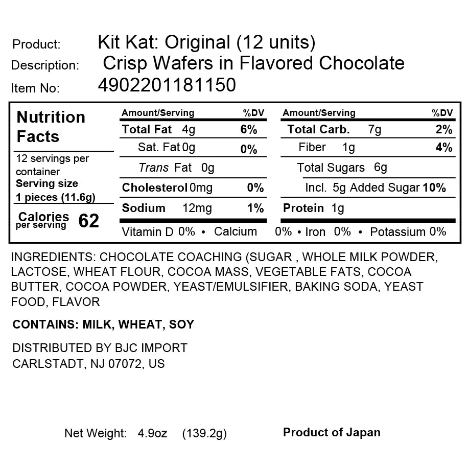 Japanese Kit Kat: Original Chocolate - 10 Bars