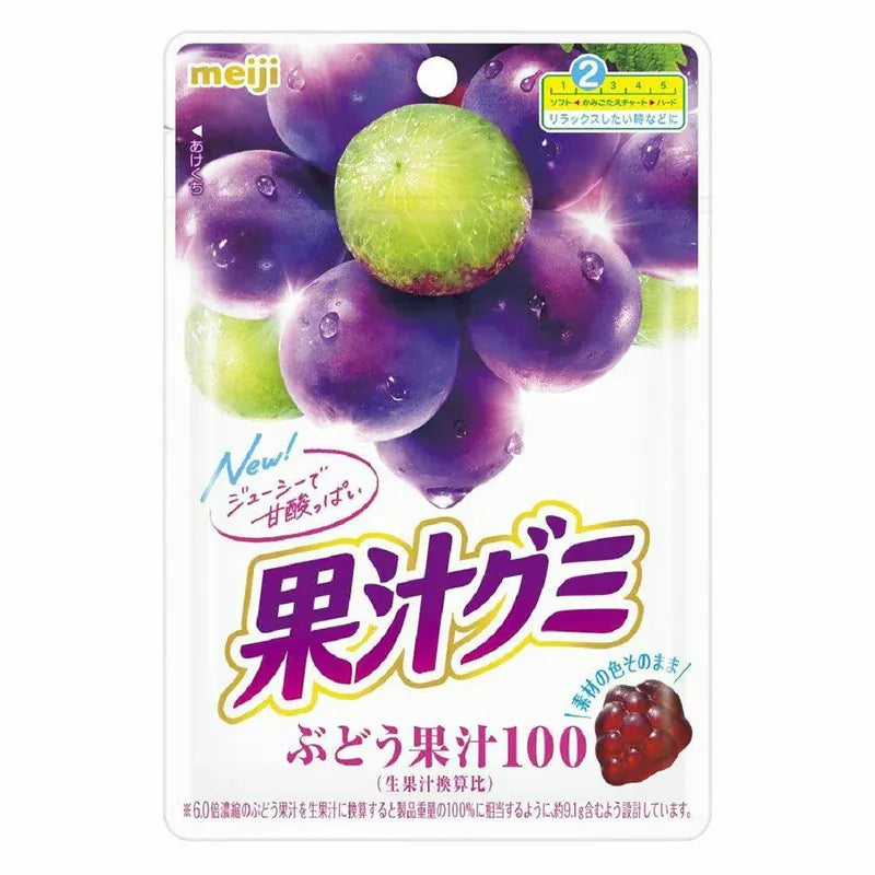 Meiji Fruit Gummy Candies Grape Gummies 54g (Pack of 2)