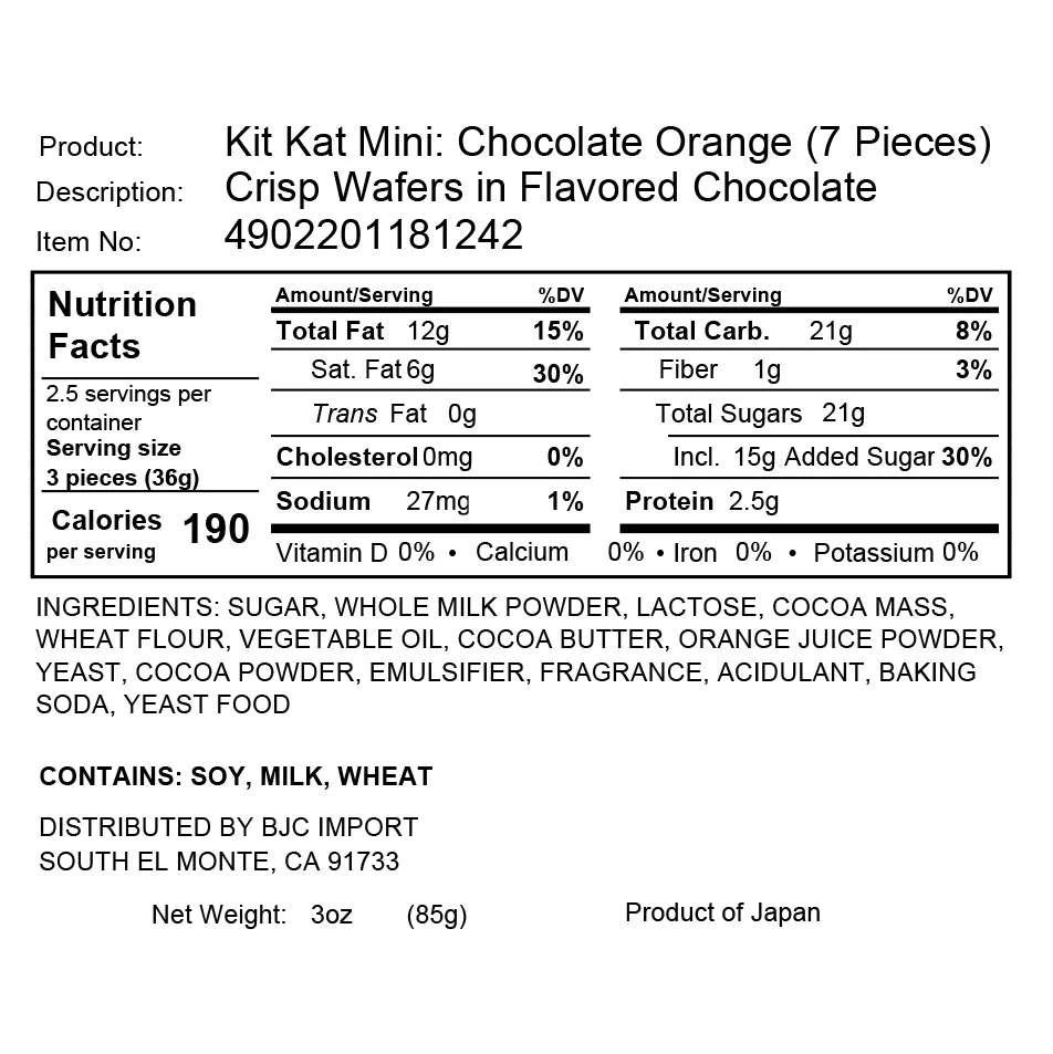 Japanese Kit Kat: Chocolate Orange - 7 Bars